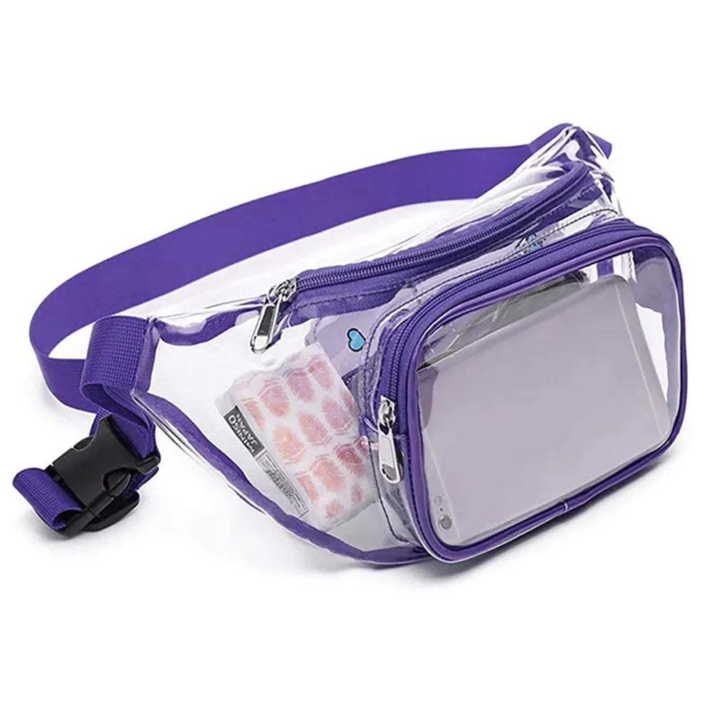 Clear Fanny Pack – Waterproof PVC Stadium Approved Sports Bag Clear Fanny Pack HIP Purple