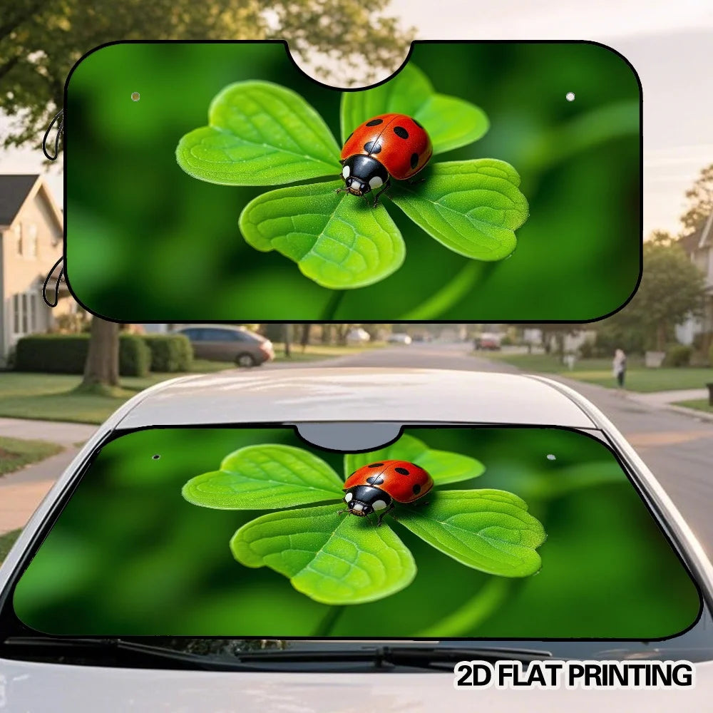 Ladybug Clover Car Windshield Sunshade – Universal Fit Car Windshield Sunshade HIP 1-S