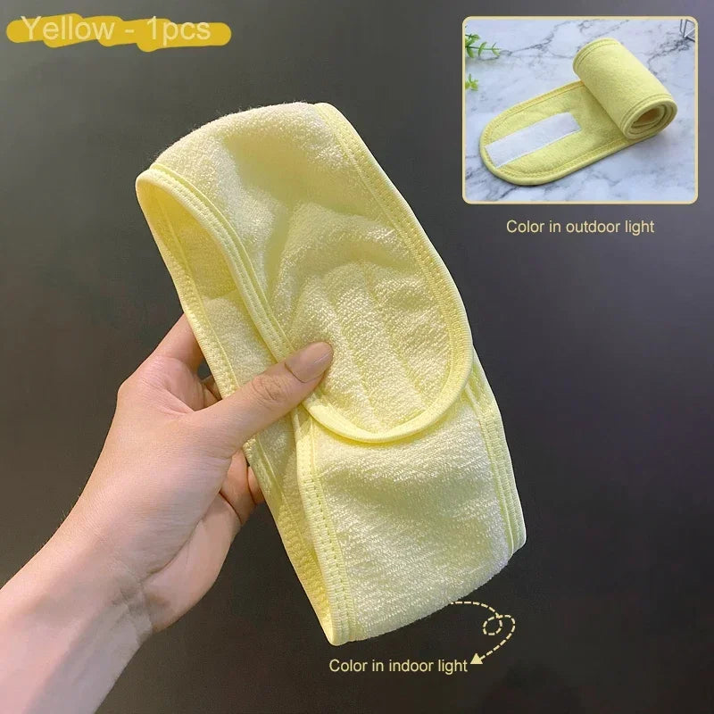 Wash Face Hairband Magic Tape Elastic Turban Womens Eyelashes Extension Spa Makeup Hair Band Top Cross Bangs Fixed Styling Tools HIP Yellow