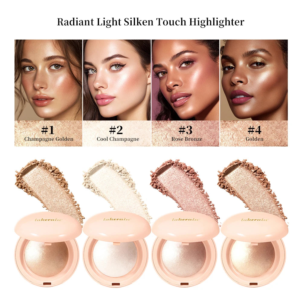 LongLasting Waterproof Face Highlighter Powder Instant Silky Skin Glow Baked Shimmer Illuminator Makeup Contouring Glitter HIP 4pcs