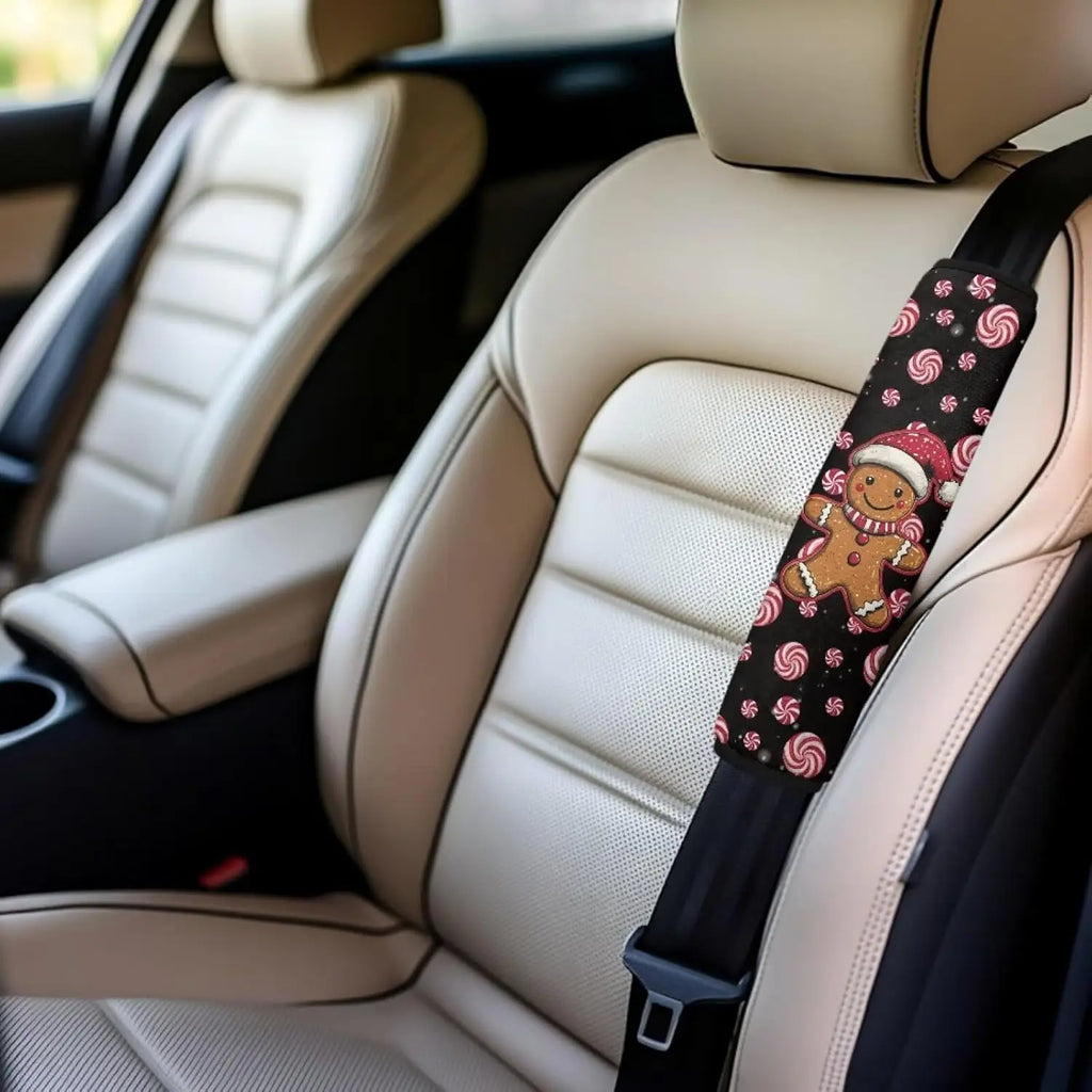 Christmas Gingerbread Man Seat Belt Covers – Soft Flannel Pads Seat Belt Cover HIP
