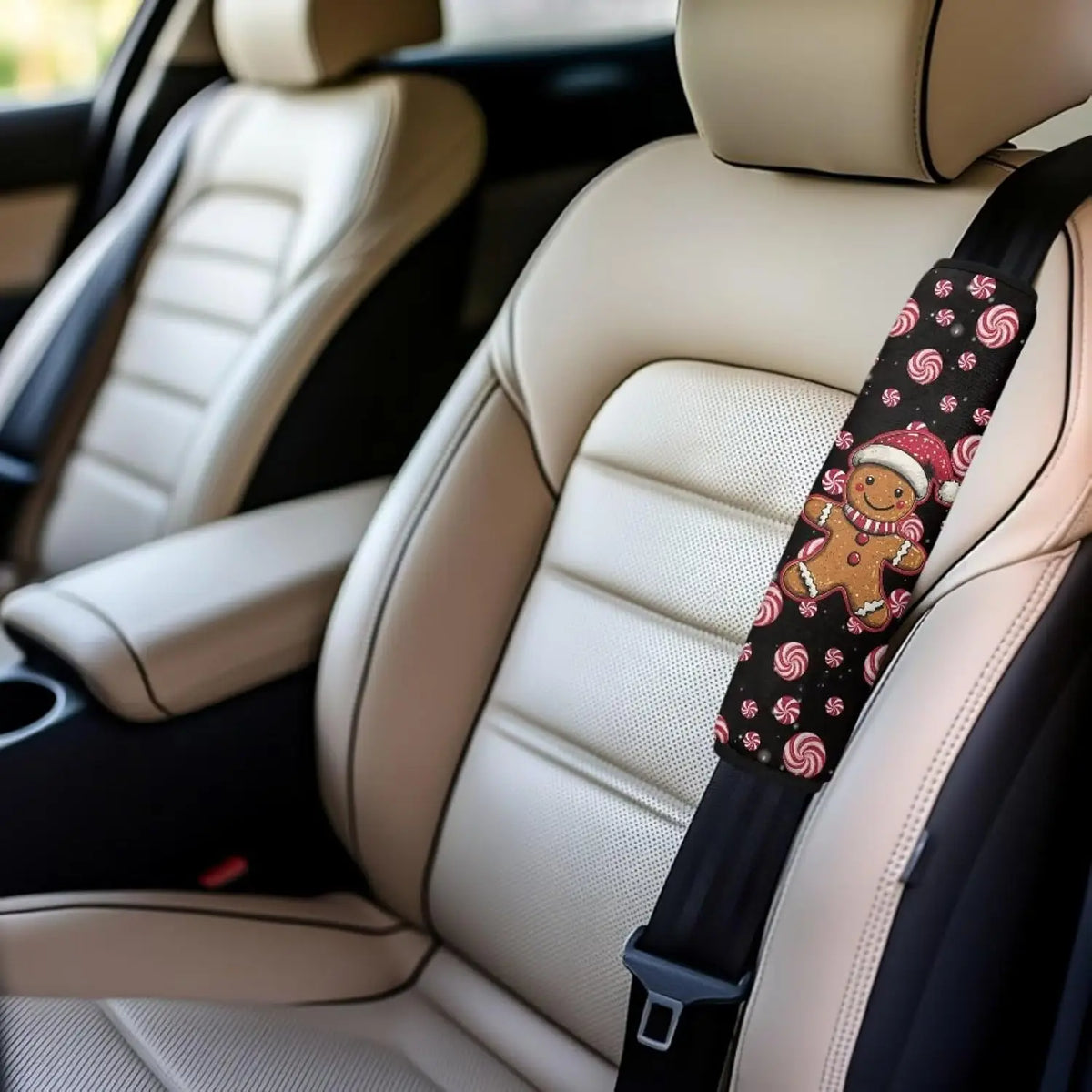 Christmas Gingerbread Man Seat Belt Covers – Soft Flannel Pads Seat Belt Cover HIP