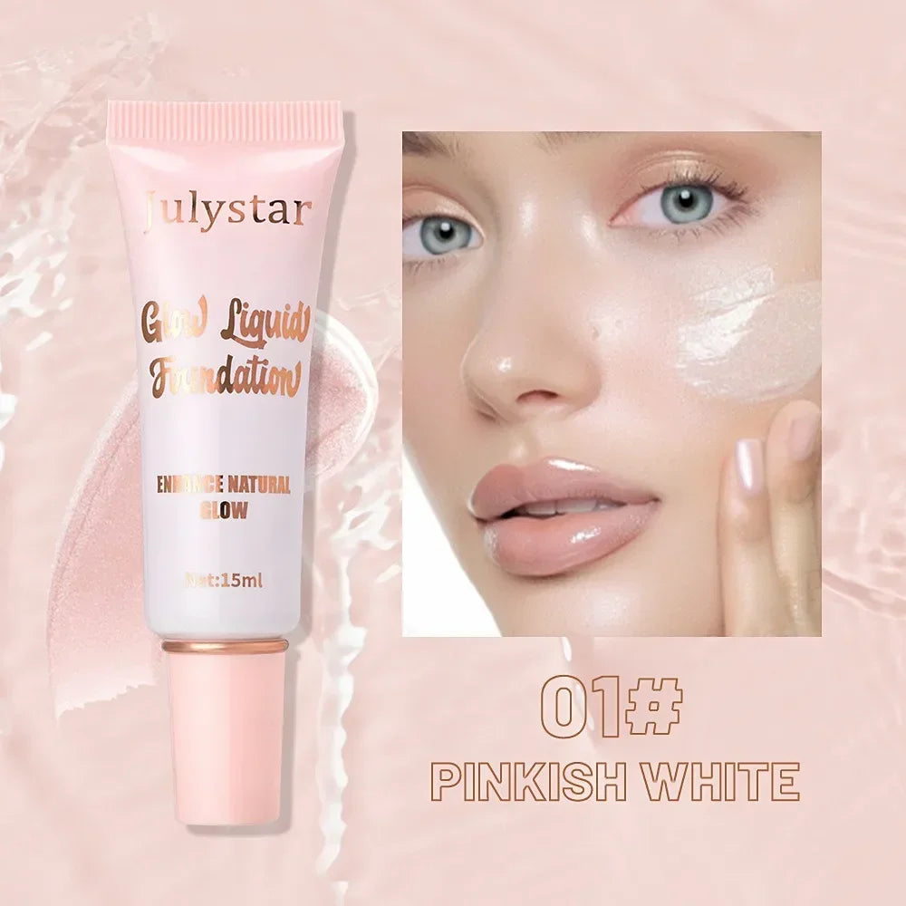 Liquid Pearlescent Foundation High Coverage Concealer 3D Contour Shadow Waterproof Lasting Brighten Shiny Face Body Highlighter HIP 01 Pinkish White
