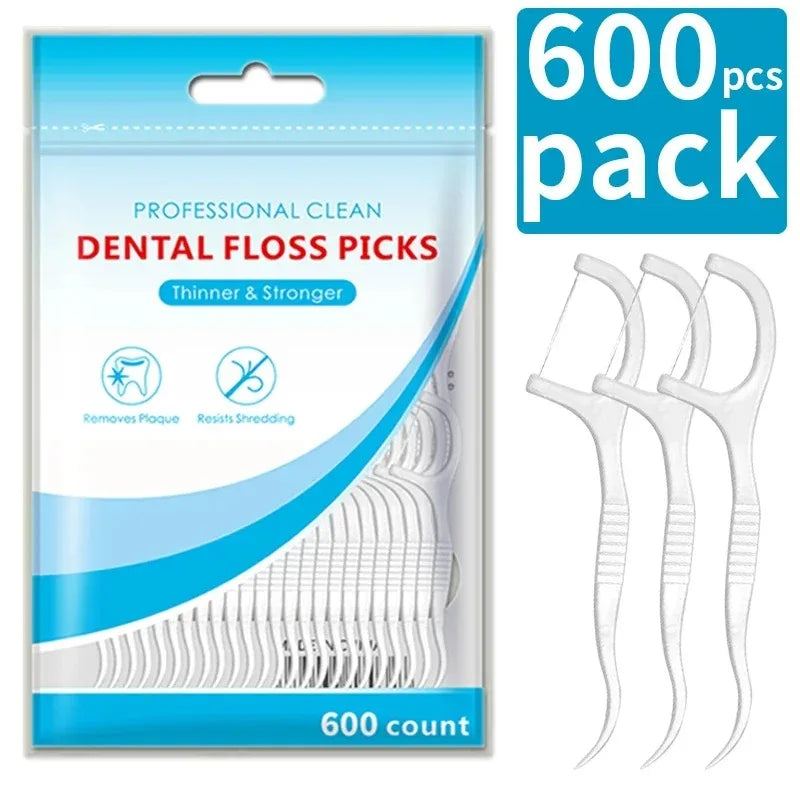 RUZOFO High Elastic Dental Floss Sticks – Family Pack 150-600pc Dental Floss Picks HIP