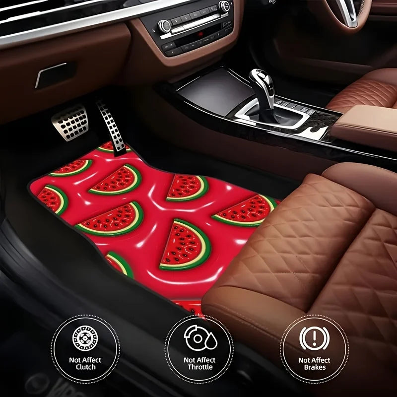 4-Piece Watermelon Car Rubber Floor Mats – Anti-Slip Set Car Floor Mats HIP
