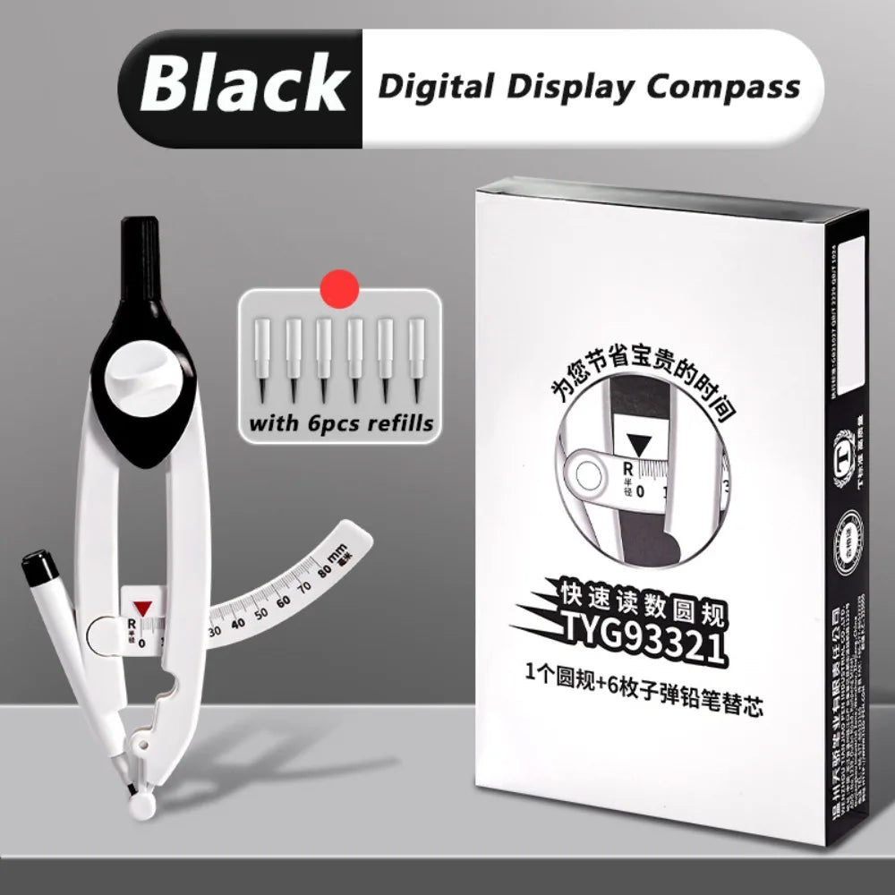 Digital Display Drawing Compass – Lockable & Metal-Free Drawing Compass HIP Black