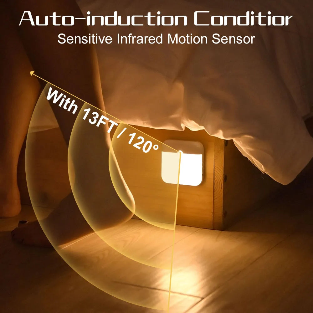 Motion Sensor LED Night Light – USB-C Rechargeable Square Lamp Motion Sensor Night Light HIP