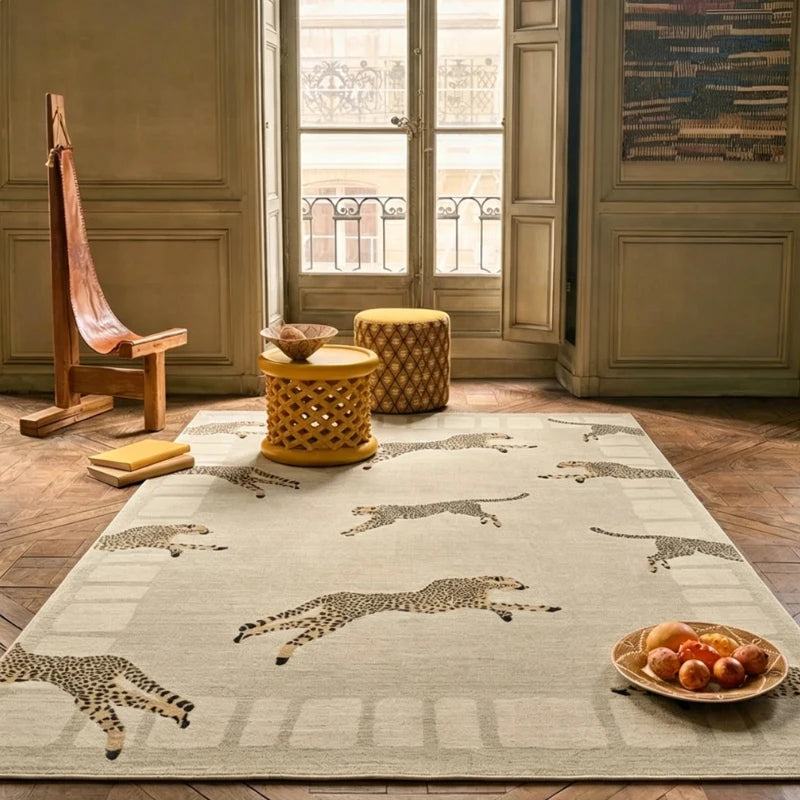 Large Soft Non-Slip Area Rug – Retro Cheetah Pattern, Washable Area Rug HIP