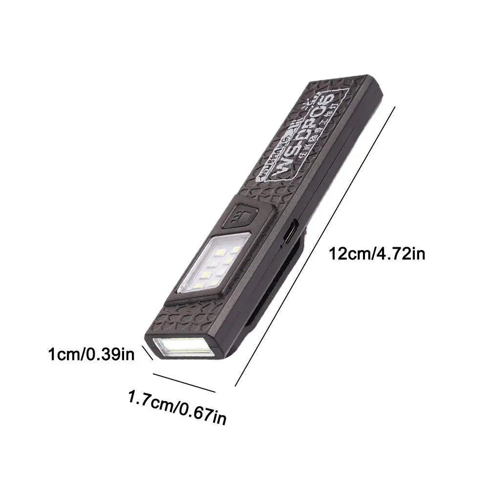 USB Rechargeable Portable Work Light With Magnet Base And Back Clip Ultra Bright LED Small Flashlight For Night Running Emergenc HIP