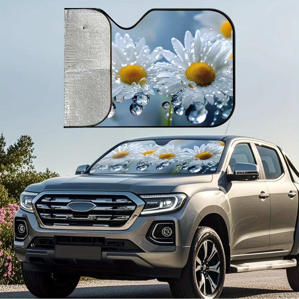 Daisy Raindrops Car Sun Visor – Multi-Layer Universal Sunshade Car Sun Visor HIP