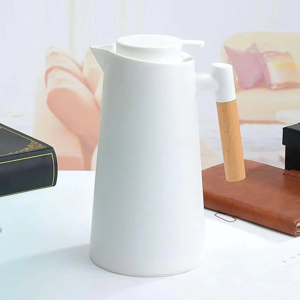 1L Nordic Vacuum Flask – Double Wall Glass Liner & Wood Handle Vacuum Flask HIP