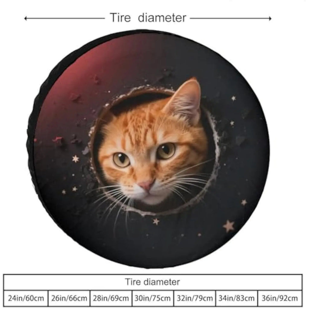 Orange Cat Spare Tire Cover – 26" Weatherproof RV Protector Spare Tire Cover HIP