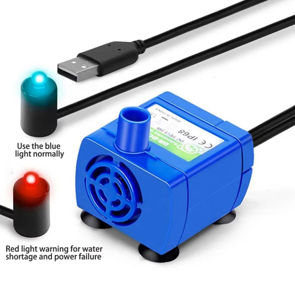 USB Water Pump LED Light Pet Cat Water Fountain Motor Replacement for Cat Flowers Drinking Bowl Dispenser Pet Accessories HIP