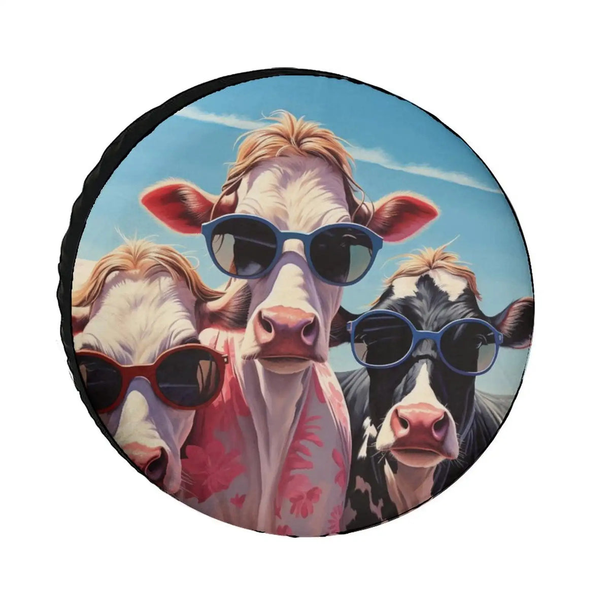 Farmhouse Cow Spare Tire Cover – Waterproof Polyester 12–18" Spare Tire Cover HIP WHITE 15in
