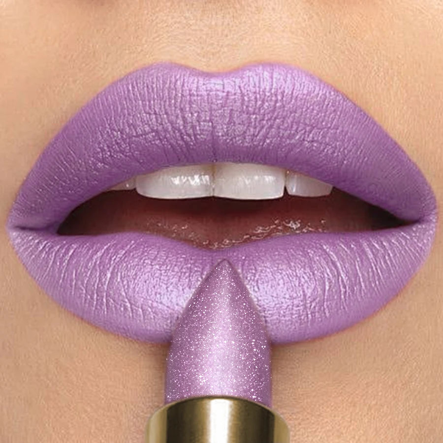 16 Colors 1PC Metallic Glitter Shiny Lipstick Lip Tint, Waterproof Senior Matte Lip Makeup Gifts for Women Cosmetic Lip Glaze HIP 101