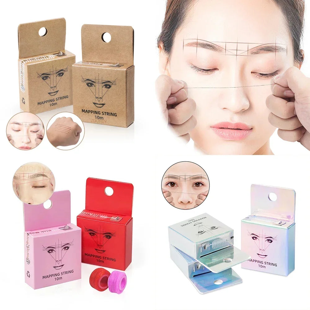 10Meter Brown Microblading Mapping Pre-Ink String for Makeup Eyebrow Dyeing Linen Thread Semi Permanent Positioning Measure Tool HIP