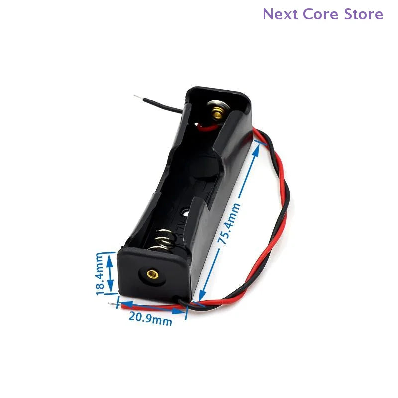 10-Pack 18650 Battery Holder Cases with Wire Leads | 1 Bay Battery Holder Case HIP