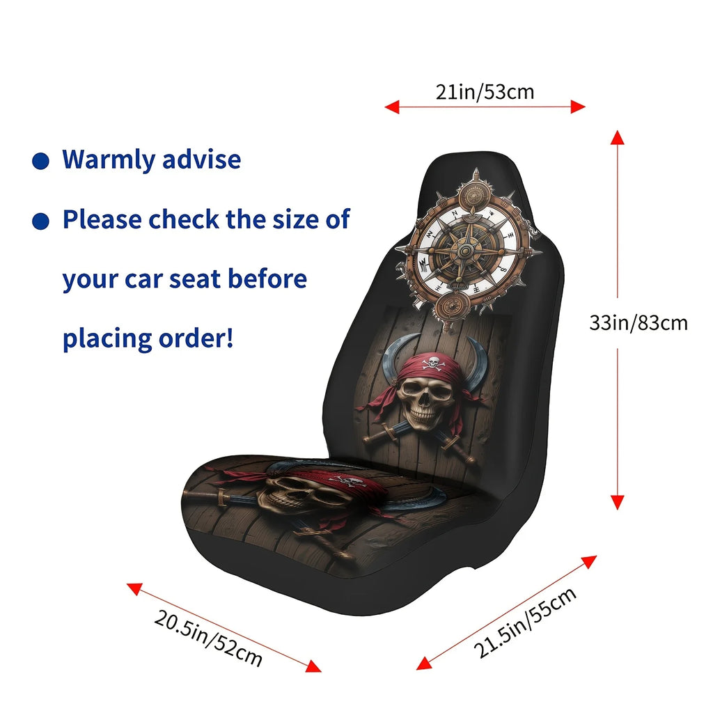 Pirate Skull & Compass Car Seat Cover – All-Season Polyester Car Seat Cover HIP