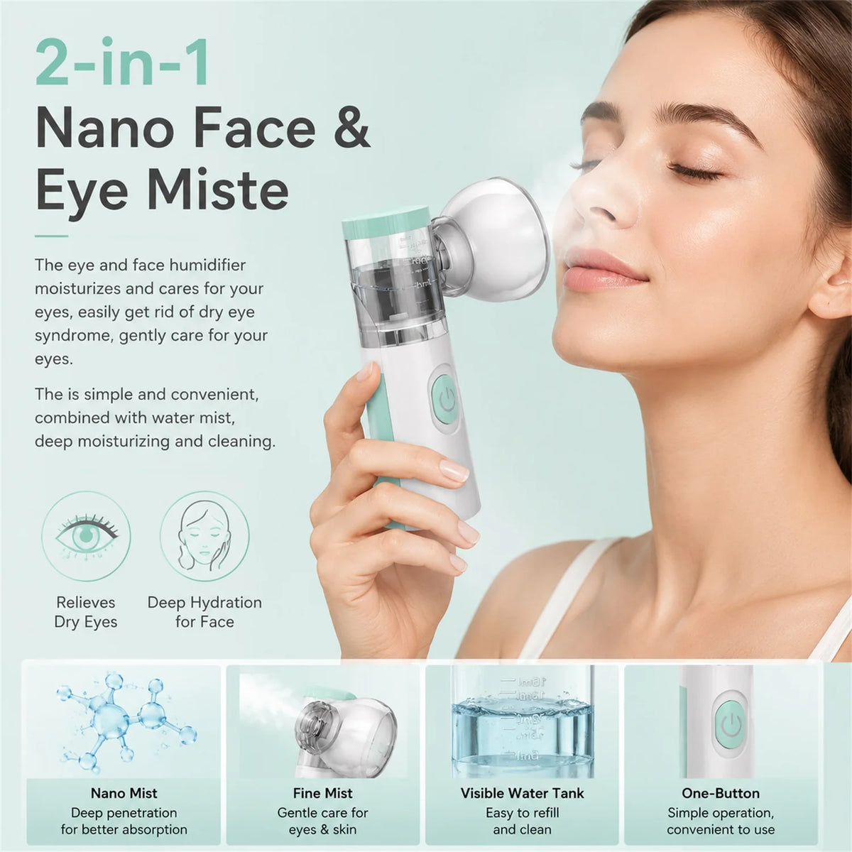 2-in-1 Mesh Facial Mist Sprayer & Eye Humidifier | Deep Hydration Facial Mist Sprayer HIP