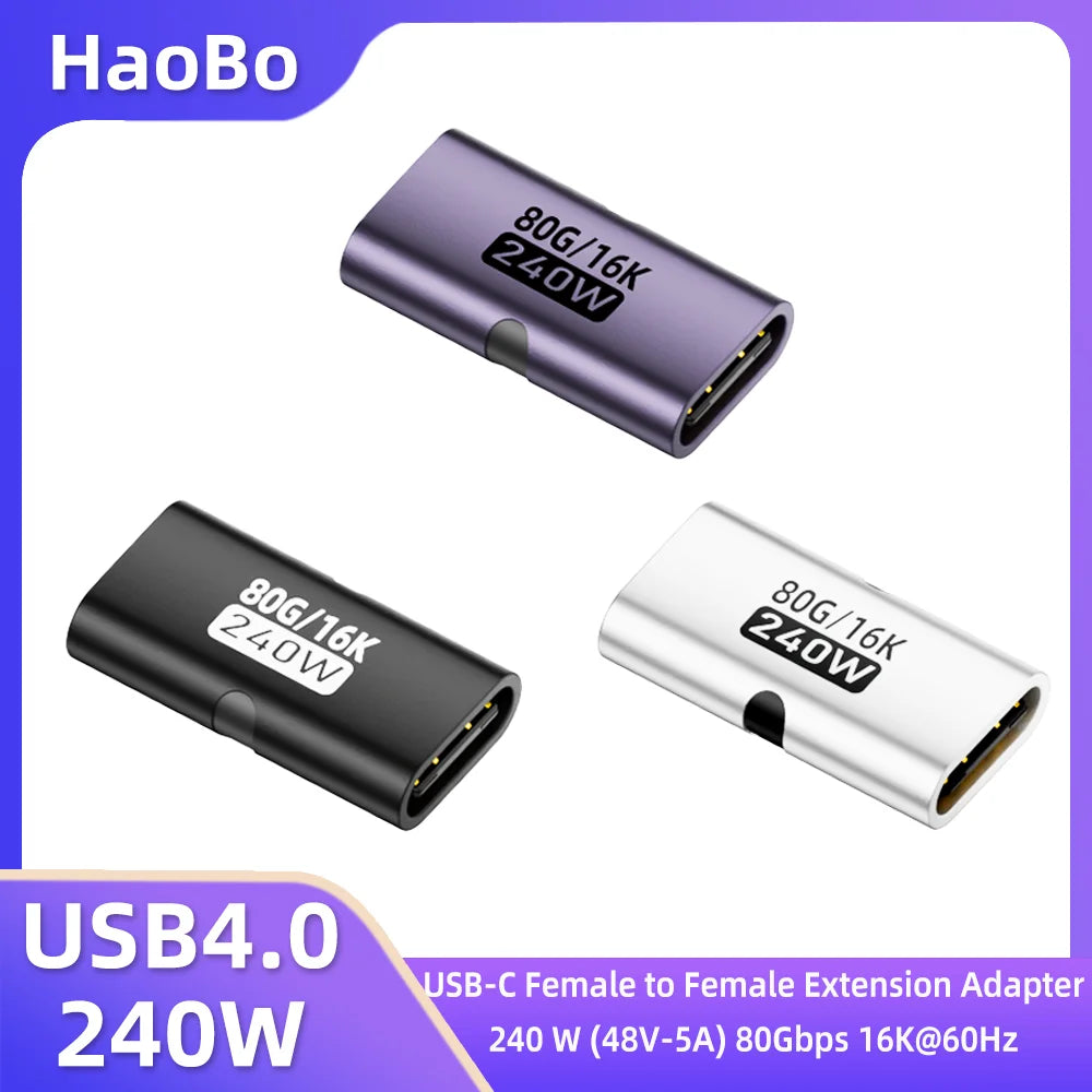 USB-C Female to Female Adapter PD 240W 80Gbps 16K 60Hz USB-C Adapter HIP