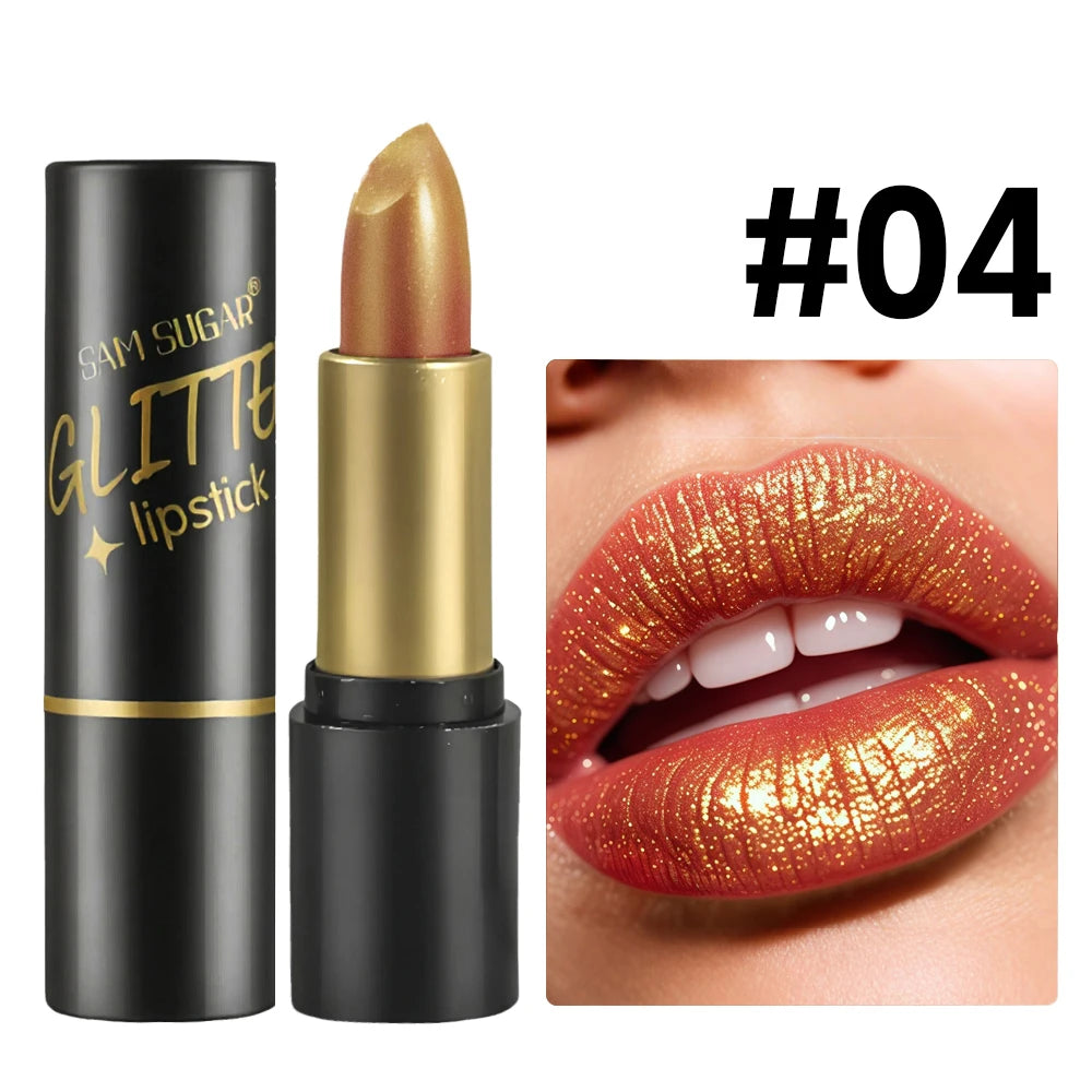 SAM SUGAR Shimmer Lipstick – Pearlescent Glossy Long Lasting Shimmer Lipstick HIP 04