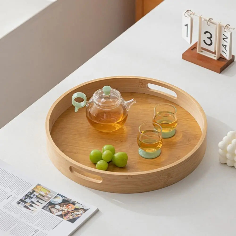 Round Wooden Serving Tray with Handle | 25–40cm Sizes Wooden Serving Tray HIP