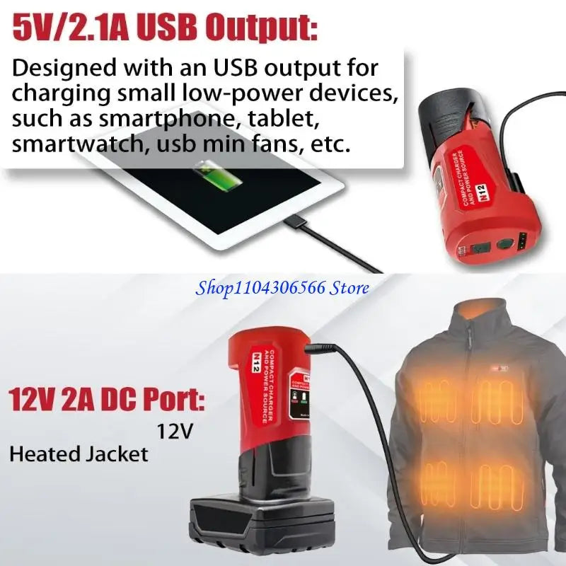 12V USB Power Adapter for N12 Battery – Portable Charger Battery Charging Adapter HIP