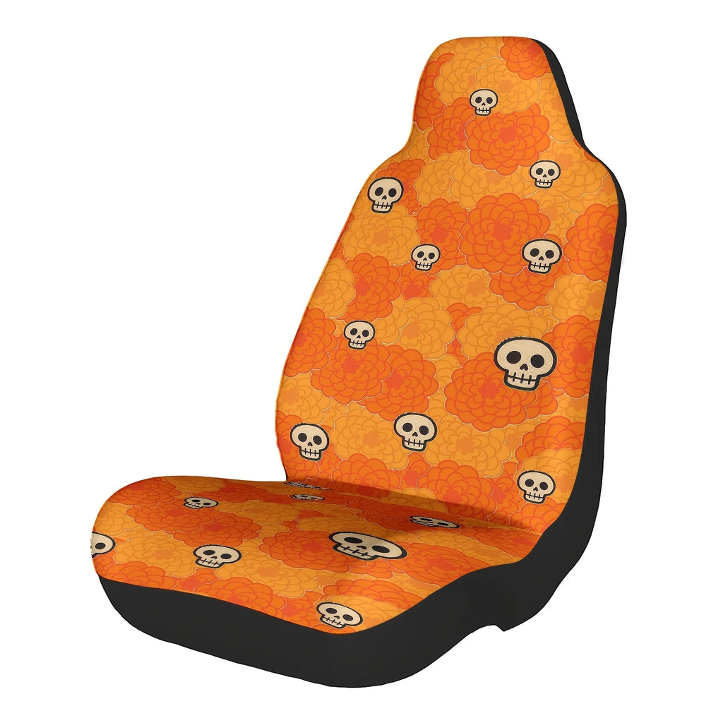 Orange Floral Skull Car Seat Cover – Easy Install & Clean Car Seat Cover HIP
