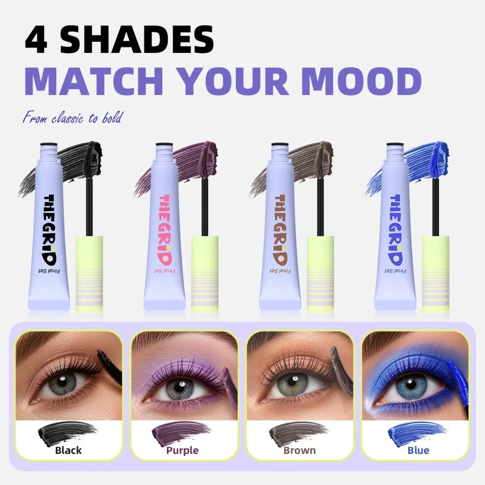 Colored Mascara Waterproof Smudge Resistant Long Lasting Purple Blue Brown Mascara Slender Curling Extended Eye Lashes Makeup HIP