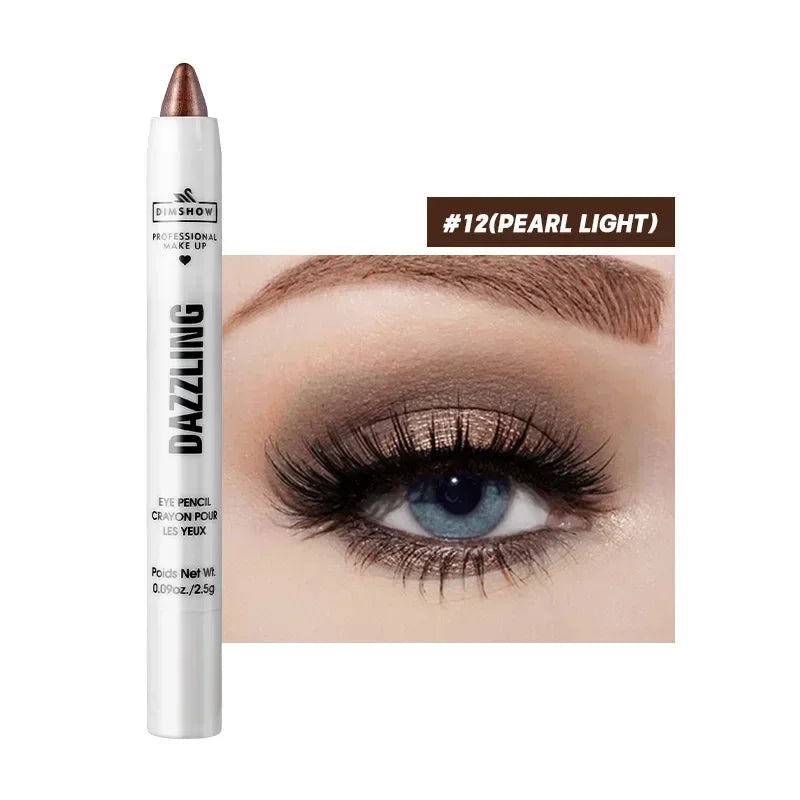 12 Colors Pearlescent Eyeshadow Pencil Waterproof Long Lasting Glitter Shimmer Eye Shadow Pen Eyeliner Stick Eyes Makeup Tools HIP 12