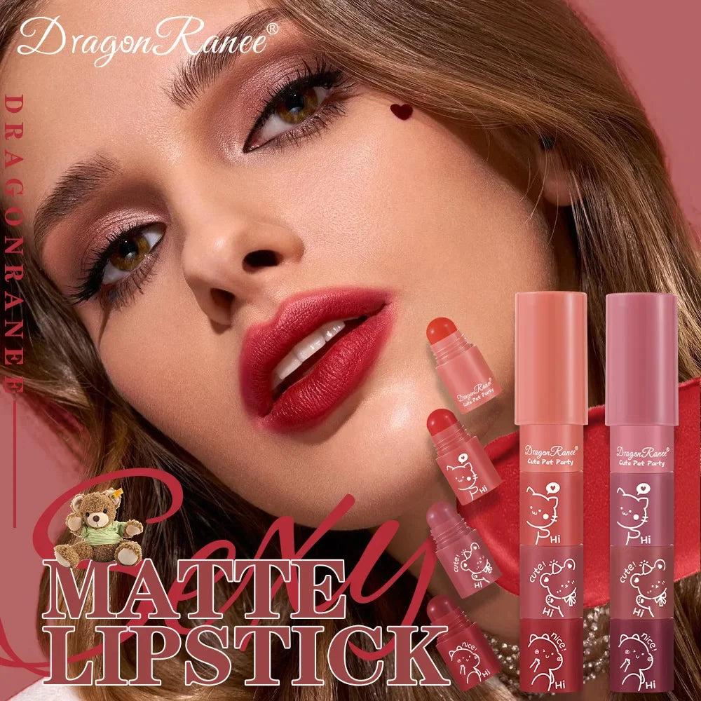 4-in-1 Velvet Matte Lipstick Crayon Kit – 4 Long-Lasting Shades Matte Lipstick Set HIP