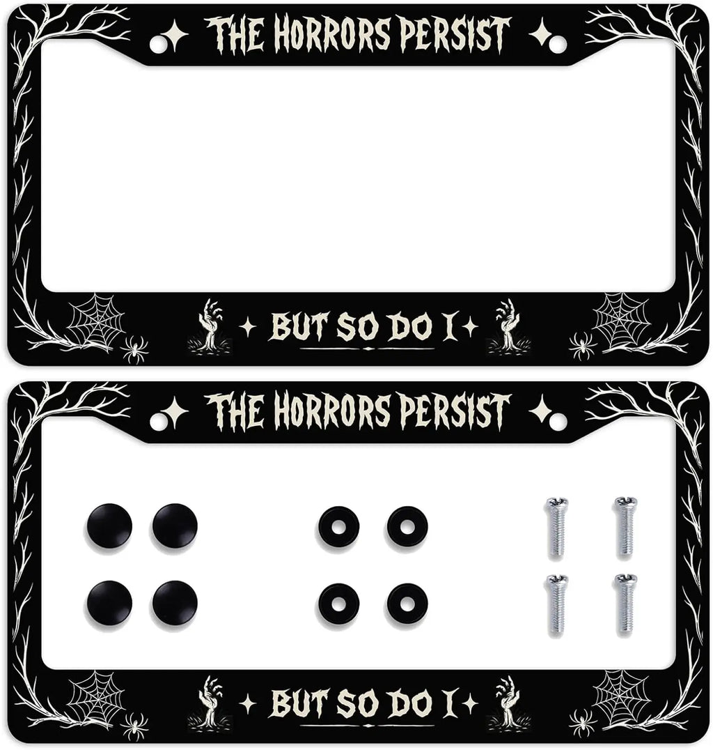 Gothic Spider Web Skeleton License Plate Frames – 2-Pack Steel License Plate Frame HIP 1