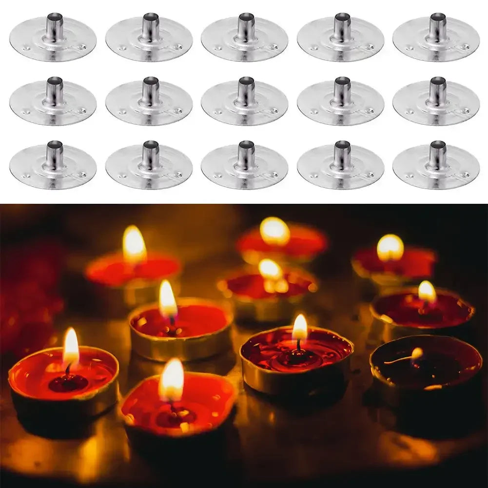 100PCS Candle Wick Tabs Metal Sustainer Tabs Multi-Purpose Candle Wick Base 20/16/14/12.5mm for Wide Variety Wicks Candle DIY HIP