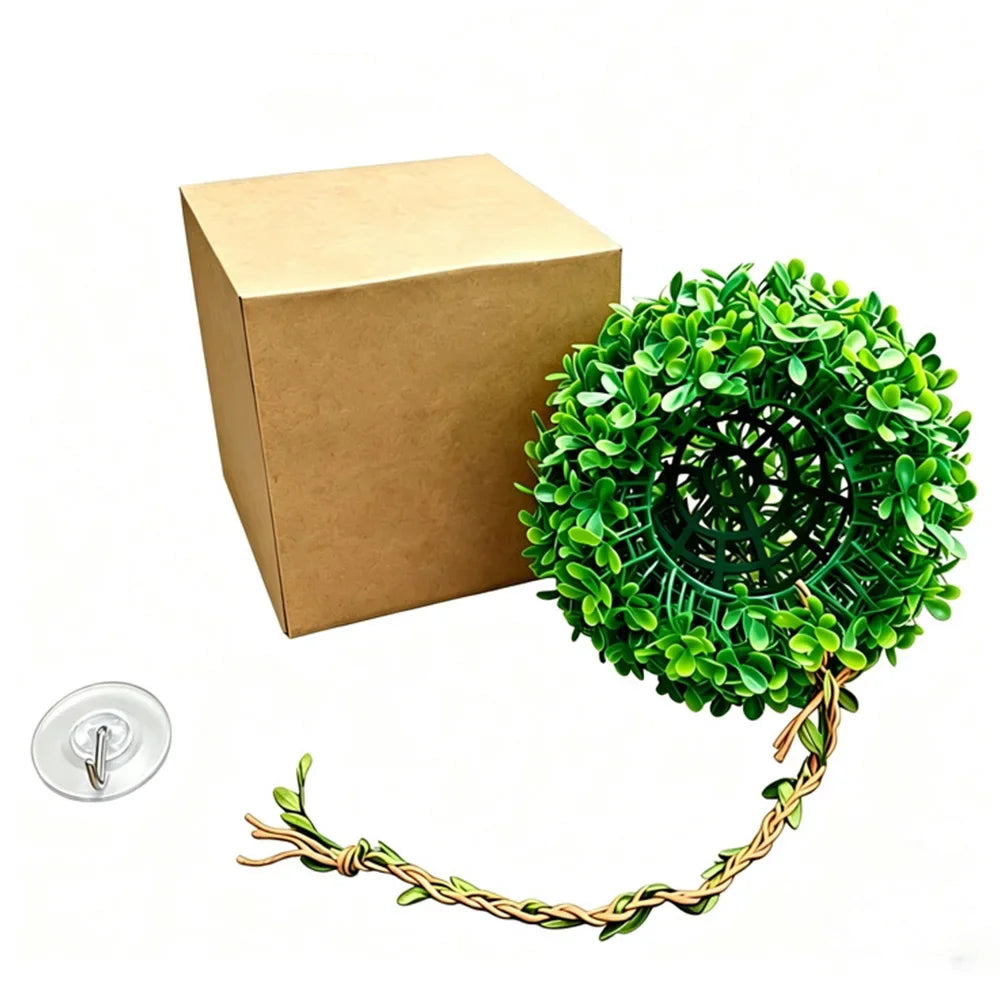 Realistic Rainforest Plant Wall Mount Nest Artificial Grass Ball Reptile Hideout Hanging Cave Decor Reptile Terrarium Decoration HIP 01 Magnetic Type