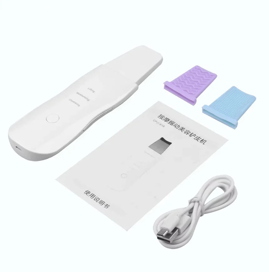 Ultrasonic Face Scrubber Spatula – Deep Pore Cleansing Device Facial Cleansing Device HIP white