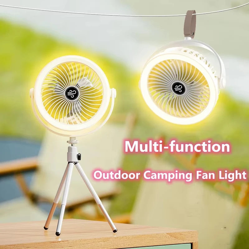 Rechargeable Portable Camping Fan with LED Light | 3 Speeds Portable Camping Fan HIP