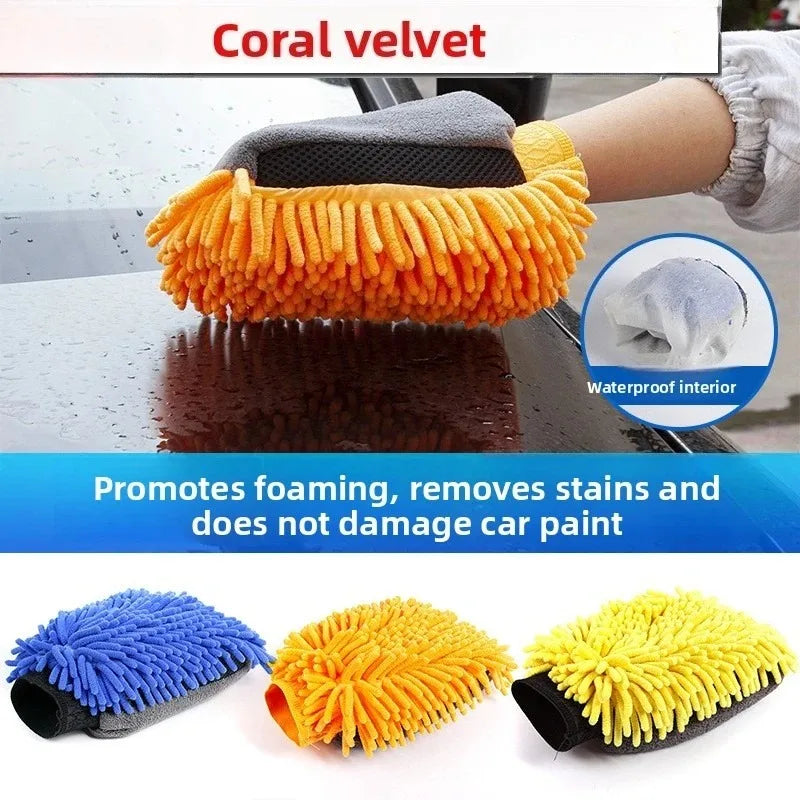 Microfiber Chenille Car Wash Mitt – Double-Sided Glove Car Wash Mitt HIP