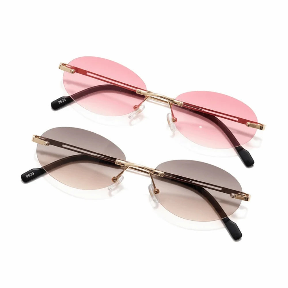 Rimless Oval Sunglasses Gradient UV400 Lens – Women & Men Oval Sunglasses HIP