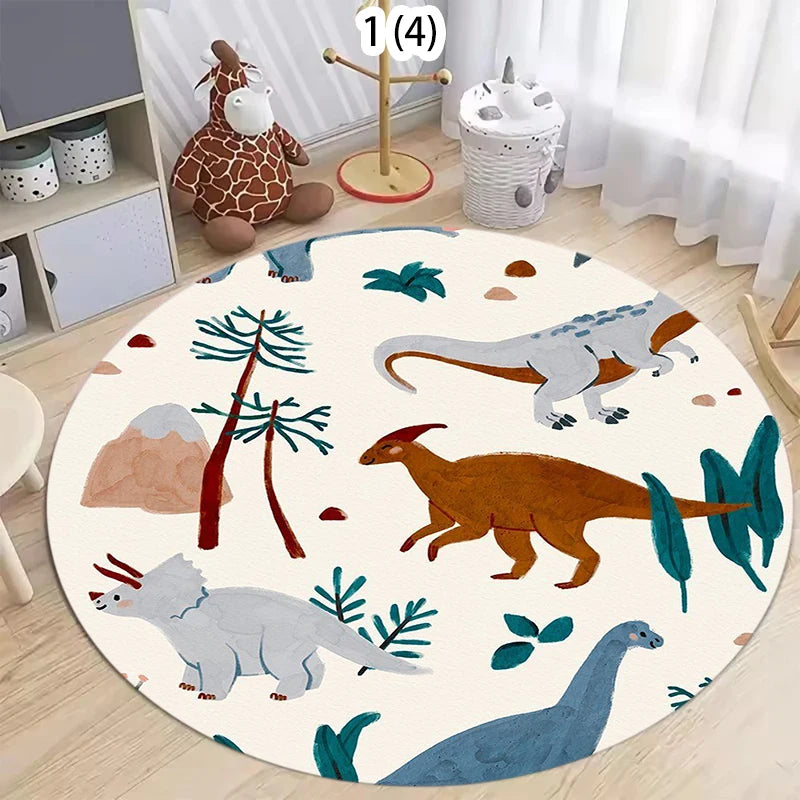 Round Kids Cartoon Road Map Non-Slip Rug – Playroom Carpet Kids Play Rug HIP