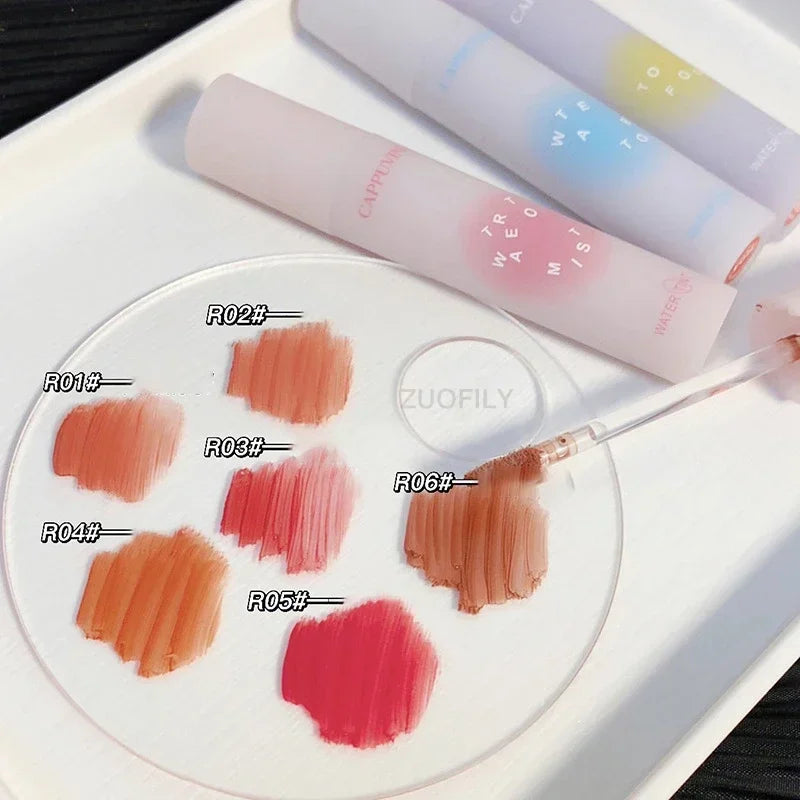 6 Colors Water To Mist Lip Tint Long-Lasting Liquid Lipstick Waterproof Sexy Matte Fog Lip Gloss Makeup Lipstick Glaze Cosmetics HIP