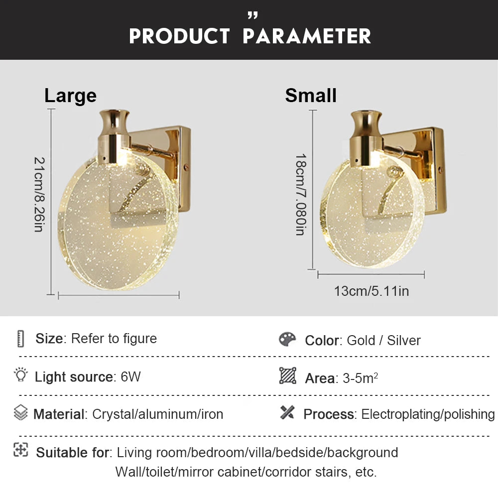 Modern Crystal LED Wall Lamp – Bedroom & Living Room Light Crystal Wall Lamp HIP