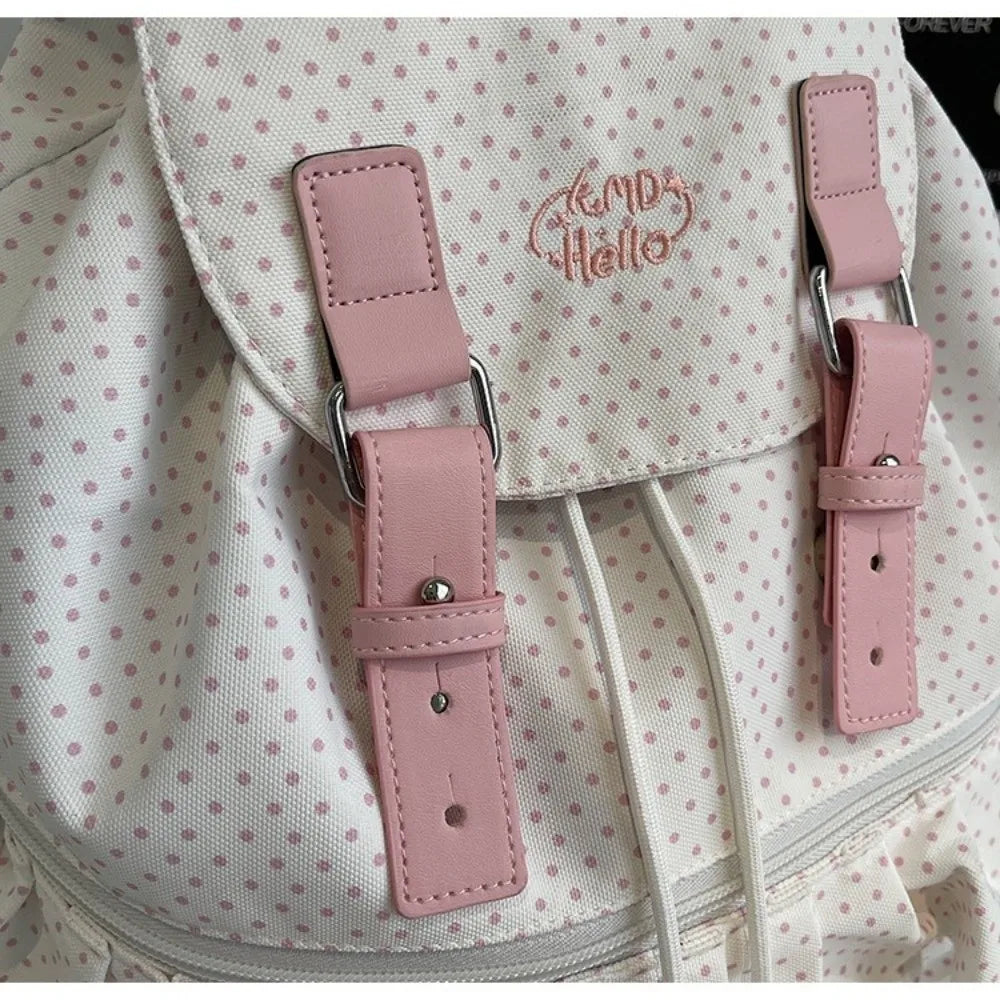 Polka Dot Nylon Backpack – School, Travel & Daily Use Nylon Backpack HIP