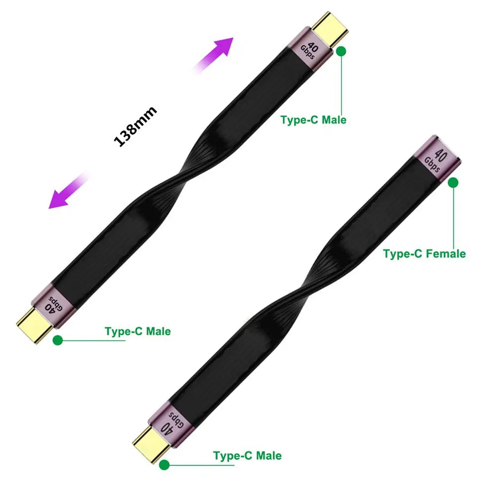 USB 4.0 Gen3 Cable 40Gbps 100W E-Marker Fast Charging USB-C Data Cable HIP
