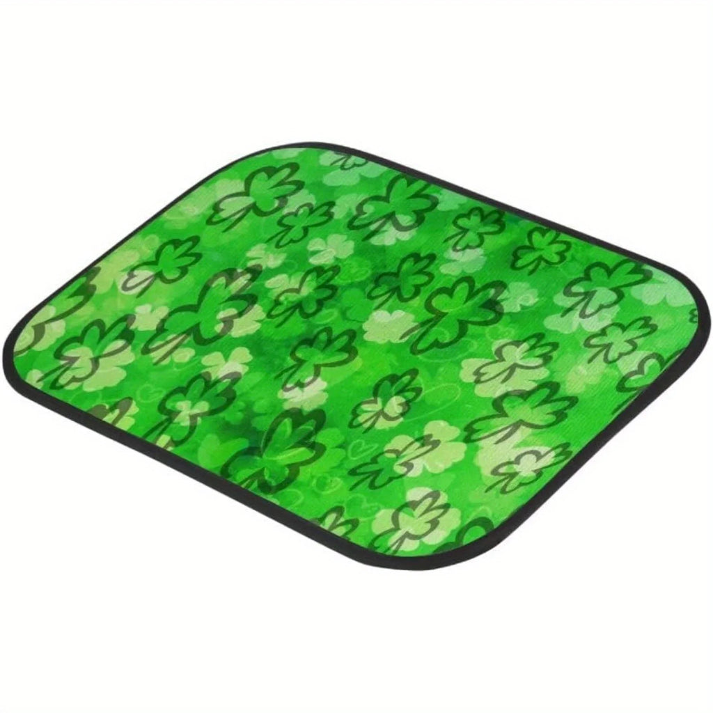 Shamrock Print Car Floor Mats 4pc Non-Slip Set – Black Car Floor Mats HIP