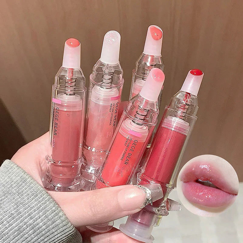 Gege Bear Ice Beet Lip Gloss – Hydrating Glitter Balm Lip Gloss HIP