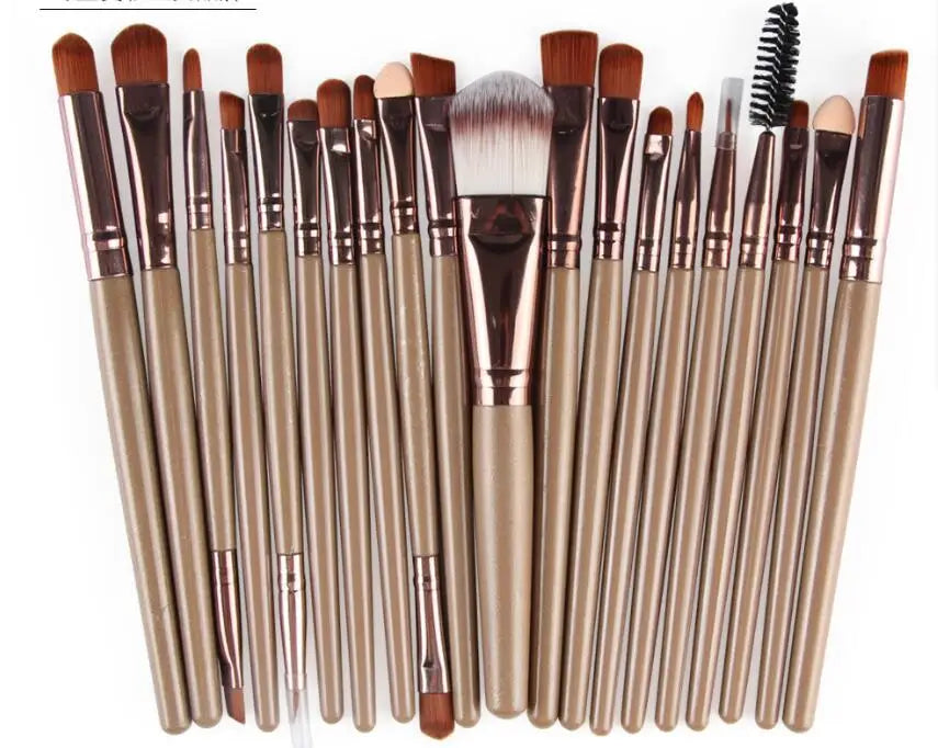 RUZOFO 20-Pc Double-Ended Makeup Brush Set – Blush & Eye Makeup Brush Set HIP C805-coffee 20pcs