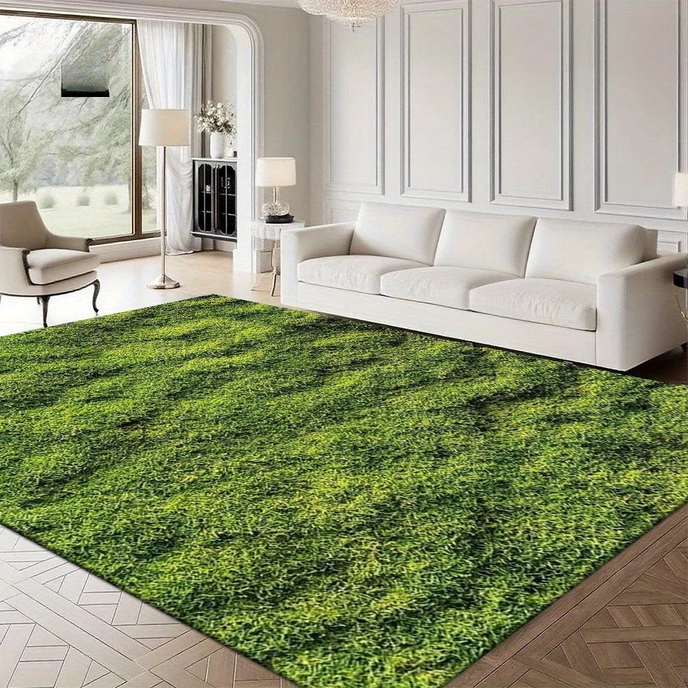 3D Green Grass Area Rug – Non-Slip Nature Lawn Floor Mat Area Rug Floor Mat HIP
