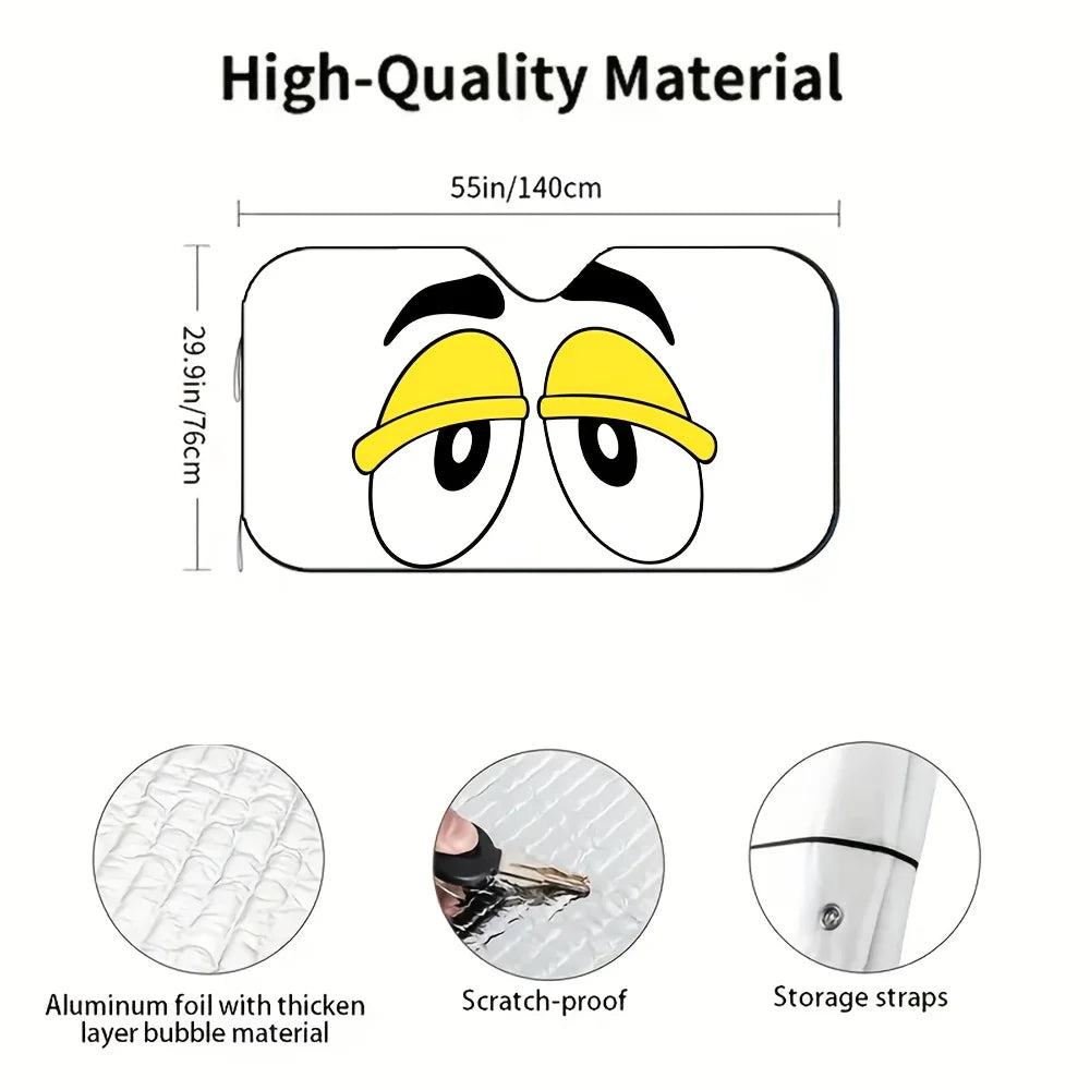 Cartoon Yellow Eye Foldable Car Sunshade – Universal Fit Car Sunshade HIP