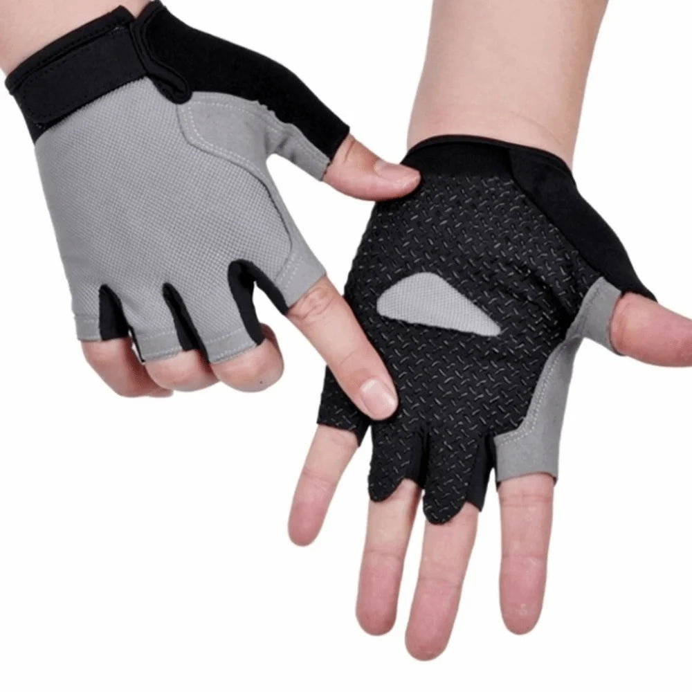 Fingerless Half-Finger Gloves – Gym, Cycling & Training Fingerless Sports Gloves HIP Grey M