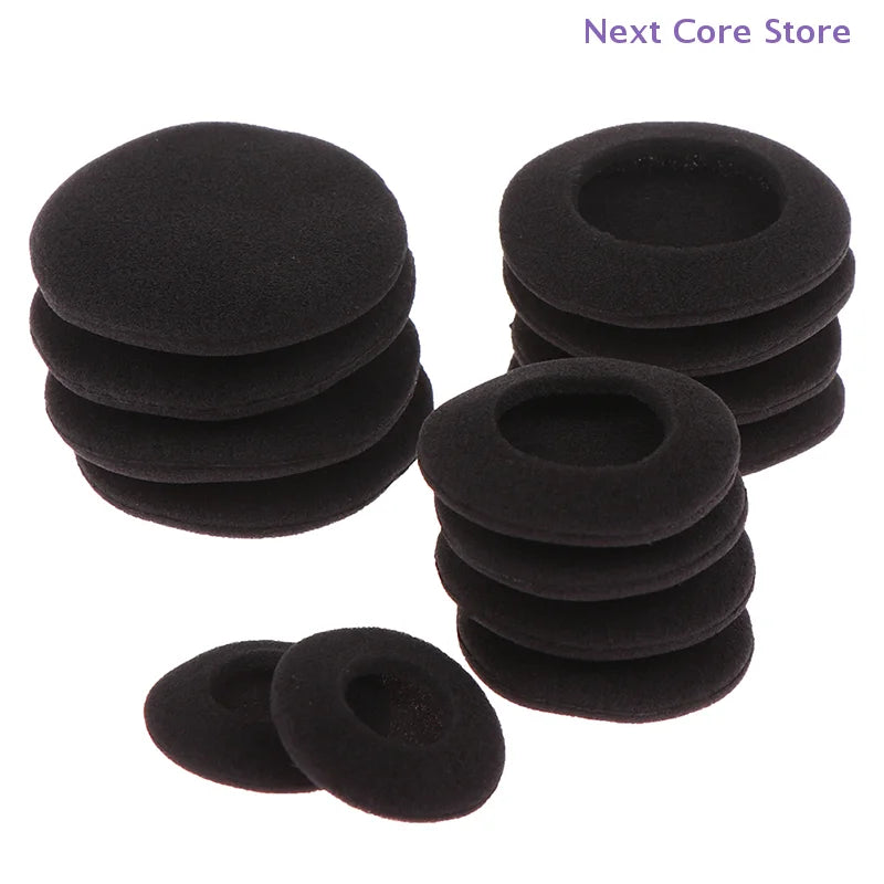 10-Pack Round Foam Ear Pads for Earhook Headphones – 4 Sizes Headphone Ear Pads HIP